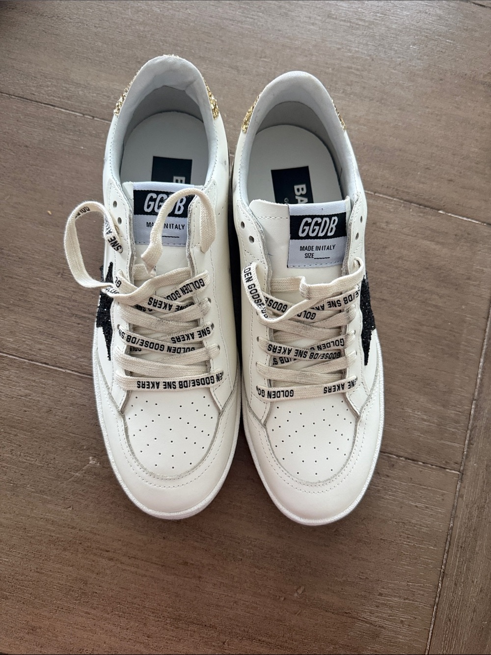 Golden Goose Ball Star Sneakers with Black Star & Gold Heel - Picture 3 of 10